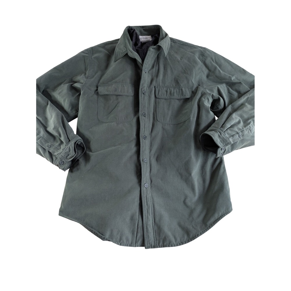 Knightsbridge Mens Olive Green Quilted Lined Insulated Shirt Jacket Shacket L
